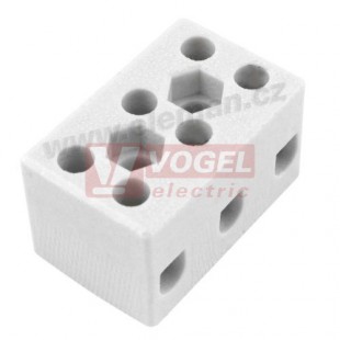 AK 3/6 BI(2-403-3)      Svorkovnice keramická 3P, 1,5-6mm2, 36x20x16mm, materiál porcelán do 350°C, barva okrová