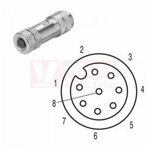 SAIBM-8/11 konektor M12/8pin/zás/přímý, kov.tělo, stíněné A-kódování, šroubové připojení, pro montáž 0,14-0,5mm2, sevření 8-10mm, IP67 (1118920000)