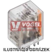 DRM270012 paticové relé 12V DC, 2 přepínací kontakty, 10A/250V AgNi pozlacené, LED indikace NE, test. tlač. NE, ochraná dioda NE (7760056050)