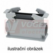 19300240273 Han B kryt konektoru, vel.24B, 2-třm., soklový, 2 otvory pro vývodku, vysoké provedení, Han-Easy Lock, 2xM40, bez víka, RAL7037