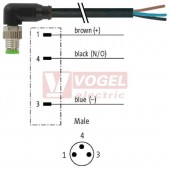 7000-08021-6100150 konektor M8/3-pin/vidl/úhlový - kabel ČE PVC 3x0,25mm2 L=1,5m - volný konec