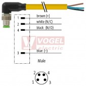 7000-08031-0510150 konektor M8/4-pin/vidl/úhlový - kabel ŽL PUR do svařovny 4x0,25mm2 L=1,5m - volný konec