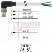 7000-08031-2110150 konektor M8/4-pin/vidl/úhlový - kabel ŠE PVC 4x0,25mm2 L=1,5m - volný konec