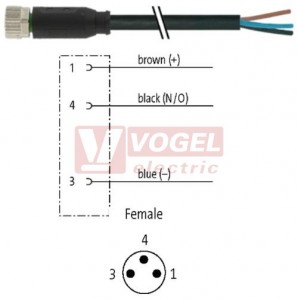 7000-08041-6302000 konektor M8/3-pin/zás/přímý - kabel ČE PUR 3x0,25mm2 L=20,0m - volný konec