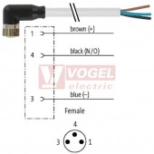 7000-08081-2300150 konektor M8/3-pin/zás/úhlový - kabel ŠE PUR 3x0,25mm2 L=1,5m - volný konec