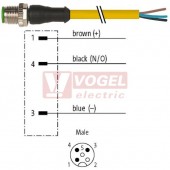 7000-12001-0130100 konektor M12/3-pin/vidl/přímý - kabel ŽL PVC 3x0,34mm2 L=1,0m - volný konec