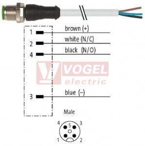 7000-12021-2141000 konektor M12/4-pin/vidl/přímý - kabel ŠE PVC 4x0,34mm2 L=10,0m - volný konec