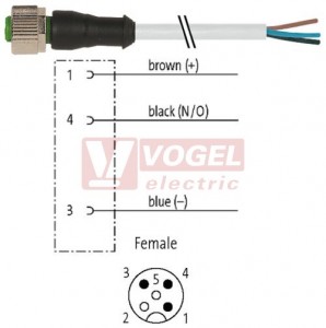 7000-12181-2530150 konektor M12/3-pin/zás/přímý - kabel ŠE PUR do svařovny 3x0,34mm2 L=1,5m - volný konec