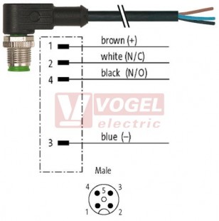 7000-12101-6140150 konektor M12/4-pin/vidl/úhlový - kabel ČE PVC 4x0,34mm2 L=1,5m - volný konec