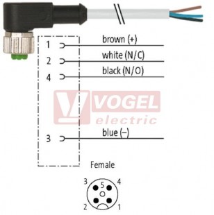 7000-12341-8620150 konektor M12/4-pin/zás/úhlový - kabel ŠE PUR 4x0,75mm2 L=1,5m - volný konec