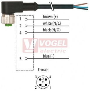 7000-12341-6140150 konektor M12/4-pin/zás/úhlový - kabel ČE PVC 4x0,34mm2 L=1,5m - volný konec