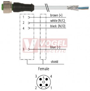 7000-13201-3300300 konektor M12/4-pin/zás/přímý - kabel ŠE PVC 4x0,34mm2 L=3,0m - volný konec