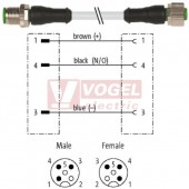 7000-40001-2230600 konektor M12/3-pin/vidl/přímý - kabel ŠE PUR/PVC 3x0,34mm2 L=6,0m - konektor M12/3-pin/zás/přímý