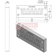 KEL-DPZ 24/25 membránová průchodka, šedá, IP66, vnější 147x58x14mm, výřez 112x36mm, vstupy kabelů 12x3,2-6,5mm, 7x4,8-9,7mm, 6x7,5-12mm (43710)