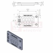 KEL-DPZ 6/18-1 ČR (S)VOC gy membránová průchodka, šedá RAL7035, dx85,5mm, šx54mm, vx7,5mm, montážní výška 7,5mm, vel.výřezu 52x36mm, 4 šrouby, pr.otvorů pro šrouby 4,5mm, rozsah upínání 18x 3,2-6,5mm (43811.600)