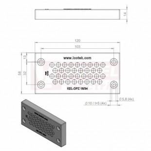 KEL-DPZ 16/34 CR (S)VOC gy membránová průchodka, šedá RAL7035, dx120mm, šx58mm, vx14mm, montážní výška 14mm, vel.výřezu 86x36mm, 4 šrouby, pr.otvorů pro šrouby 5,8mm, rozsah upínání 34 x 3,2-6,5mm (43819.600)