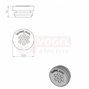 KEL-DP 16/7 A gy membránová průchodka, kulatá, do výřezu, šedá RAL7035, výška 12mm, vnější průměr 23mm, instalační výška 5mm, výřez 16mm, pro tloušťku plechu 1,5-2,5mm, pr.kabelů 7x 1-3,2mm, IP65 (43602)