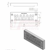 KEL-DPZ 24/25 CR gy membránová průchodka, šedá RAL7035, dx147mm, šx58mm, vx14mm, montážní výška 14mm, vel.výřezu 112x36mm, 4 šrouby, pr.otvorů pro šrouby 5,9mm, rozsah upínání 12x3,2-6,5mm, 7x4,8-9,7mm, 6x7,5-12mm (ISO 14644-1) (43710.601)