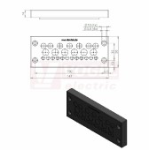 KEL-DPZ 24/25 CR bk membránová průchodka, černá RAL9001, délka 147mm, šířka 58mm, výška 14mm, velikost výřezu 112x36mm, pr.otvorů pro šrouby 5,9mm, pr.kabelů 12x 3,2-6,5mm, 7x 4,8-9,7mm, 6x 7,5-12mm (ISO 14644-1) (50710.601)