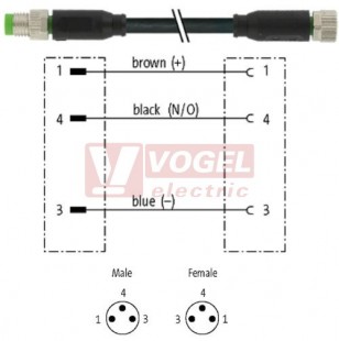 7000-88005-6100300 konektor M8/3-pin/vidl/přímý - kabel PVC ČE 3,0m - konektor M8/4-pin/zás/přímý