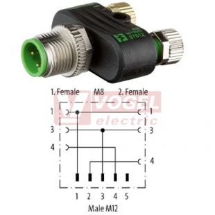 7000-41201-0000000 Rozbočovač Y-kus M12/4-pin/vidl // 2x M8/3-pin/zás