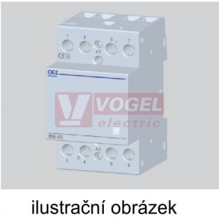 Stykač inst. 63A 3/1 230VAC/DC   RSI-63-31-X230 Instalační stykač Ith 63 A, Uc AC/DC 230 V, 3x zapínací kontakt, 1x rozpínací kontakt (43134)