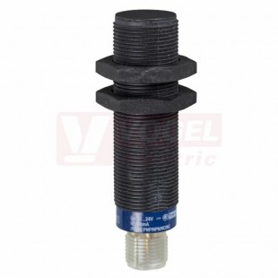 XS4P18PB370 Indukční čidlo M18, plast, Sn=8mm, 12…48VDC, délka těla 70mm, nestíněný, PNP/NC, konektor M12/4pin, IP67