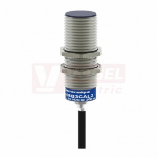 XS608B3CAL2 Indukční čidlo M8, mosaz, Sn=2,5mm, 12…24VDC, kabel 2m, délka těla 33mm, stíněný, NO, IP67