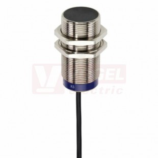 XSAV01373 Indukční čidlo M30, mosaz, 12…48VDC, Sn=10mm, kabel 2m, délka těla 81mm, stíněný, 3-vodiče, PNP/NC, IP67