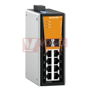 IE-SW-VL08-6GT-2GS ethernetový Switch ValueLine, neřízený, 6xRJ45 10/100/1000MBit/s, 2x kombinované porty 10/100/1000MBit/s nebo 100/1000BaseSFP, 12-60VDC, IP30, š 53,6mm, -10..+60°C (1241280000)