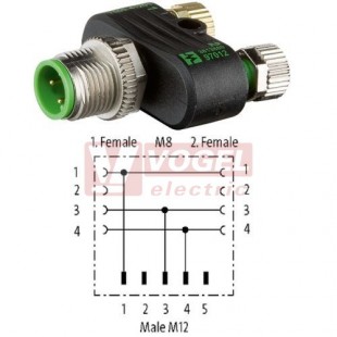 7000-41221-0000000 Rozbočovač Y-kus M12/3-pin/vidl // 2x M8/3-pin/zás