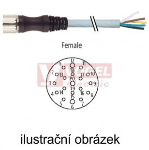 7000-23201-3630500 konektor M23/19-pin/zás/přímý - kabel PUR/PVC šedý 8x0,34/3x0,75mm2 L=5m - volný konec