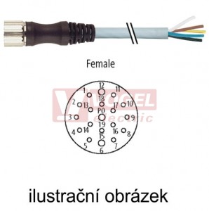 7000-23201-3631000 konektor M23/19-pin/zás/přímý - kabel PUR/PVC šedý 8x0,34/3x0,75mm2 L=10m - volný konec