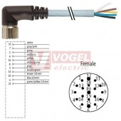 7000-23311-3631000 konektor M23/19-pin/zás/úhlový - kabel PUR/PVC 8x0,34/3x0,75mm2 ŠE L=10m - volný konec