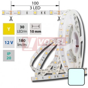 LED pásek SMD5050 studená bílá, DC12V, IP20, 10mm,bílá PCB pásek, 30 LED/m (121.578.60.2)