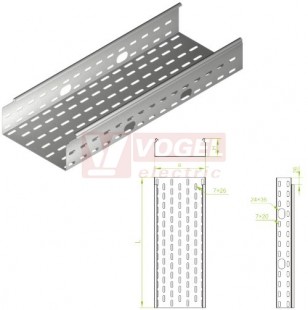 Žlab perf šxv 200x 80 KOJ200H80/3 š200xv 80mm, otvory v bočnici, tl.1,0mm  (181020)