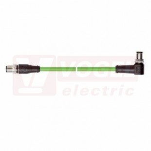 IE-PNB-5-M12D-A-10-Y-2-22-7-M12D-S patch kabel PN flex Cat.5, Profinet typ B, M12/4-pin/úhlový/vidlice/kód-D + M12/4-pin/přímý/vidlice/kód-D, PVC, zelená (RAL6018), stínění měd.opletem, hliník. kašírovanou pl.folií, UL/CSA (CMG), délka 10m (2171041)