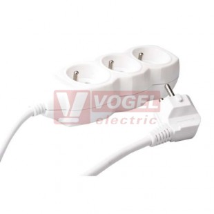 Prodlužovák  3 zás. 10m EMOS (P0310R) bílý 250VAC/16A, kabel PVC 3x1,5mm2, dětské clonky, 2x otvor pro montáž na zeď