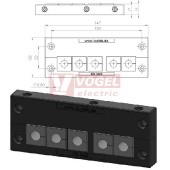 KEL 24/5 průchodkový rámeček, černý, IP54, 5x malá vložka (vložky se objednávají samostatně) (42248)