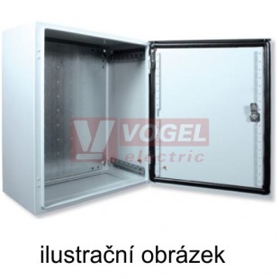 NP66-0304015 Nástěnná rozváděčová skříň krytí IP66, RAL 7035, vnitřní použití, jednokřídlové dveře, V x Š x H 300 x 400 x 155, montážní panel (44037)