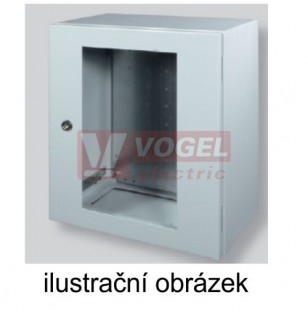 NP66-0504025-WG krytí IP66, RAL 7035, vnitřní použití, jednokřídlé dveře, V x Š x H 500 x 400 x 250, montážní panel, prosklení bezpečnostním sklem max.